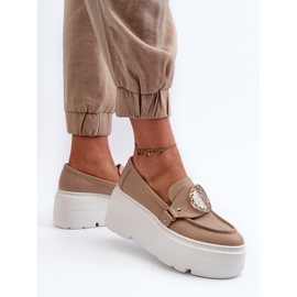 Zazoo 3458 Mocasines Mujer Piel Con Adorno, Beige 10