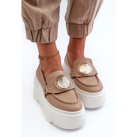 Zazoo 3458 Mocasines Mujer Piel Con Adorno, Beige 11