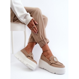 Zazoo 3458 Mocasines Mujer Piel Con Adorno, Beige 12