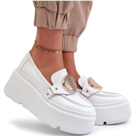 Zazoo 3458 Mocasines Mujer Piel Con Adorno, Blanco 10