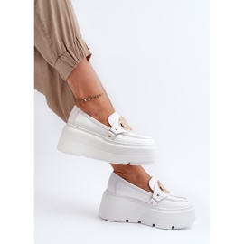 Zazoo 3458 Mocasines Mujer Piel Con Adorno, Blanco 9