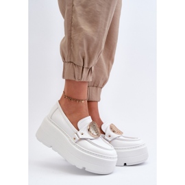 Zazoo 3458 Mocasines Mujer Piel Con Adorno, Blanco 3