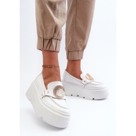 Zazoo 3458 Mocasines Mujer Piel Con Adorno, Blanco 4