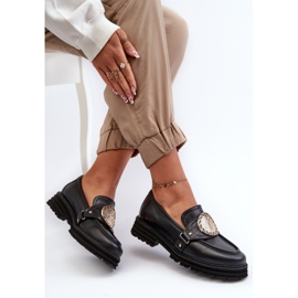 Zazoo 3485 Mocasines de Mujer con Adorno Dorado, Piel Natural negro 7