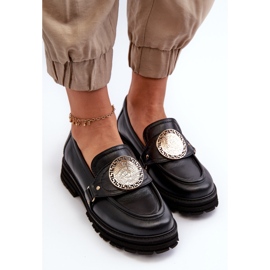 Zazoo 3485 Mocasines de Mujer con Adorno Dorado, Piel Natural negro 5