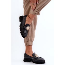 Zazoo 3485 Mocasines de Mujer con Adorno Dorado, Piel Natural negro 6