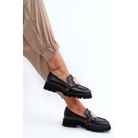 Zazoo 3485 Mocasines de Mujer con Adorno Dorado, Piel Natural negro 8