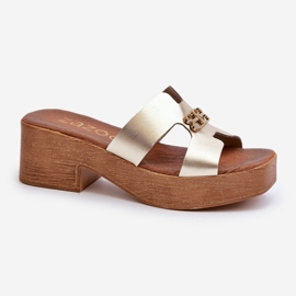 Zazoo 40412 Chanclas Mujer Elegantes De Piel Con Adorno Dorado 1