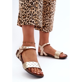 Zazoo 40027 Sandalias Planas Mujer Piel, Dorado 3