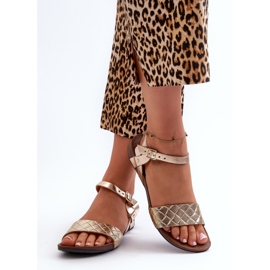 Zazoo 40027 Sandalias Planas Mujer Piel, Dorado 4
