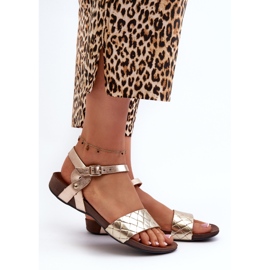 Zazoo 40027 Sandalias Planas Mujer Piel, Dorado 2