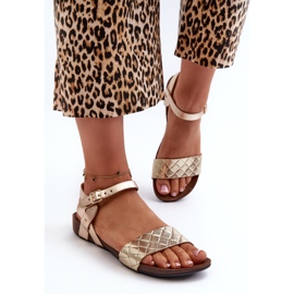 Zazoo 40027 Sandalias Planas Mujer Piel, Dorado 5
