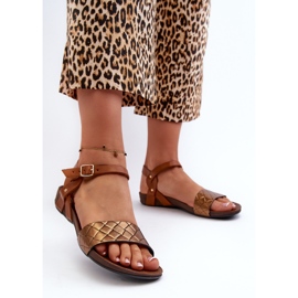 Zazoo 40027 Sandalias Planas Mujer Piel, Cobre marrón 3