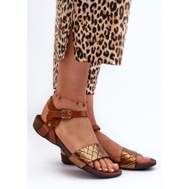 Zazoo 40027 Sandalias Planas Mujer Piel, Cobre marrón 2