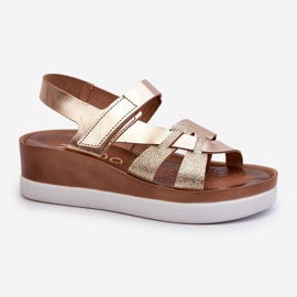 Zazoo 40397 Sandalias Mujer Piel con Plataforma, Dorado 1