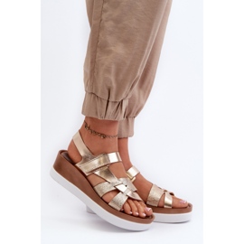 Zazoo 40397 Sandalias Mujer Piel con Plataforma, Dorado 2