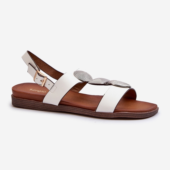 Sandalias Planas Mujer Con Adornos Sergio Leone SK072H Blanco 1 Sandalias Planas Mujer Con Adornos Sergio Leone SK072H Blanco 1