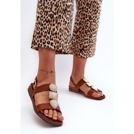 Sandalias Planas Mujer Con Adornos Sergio Leone SK072H Marrón 3