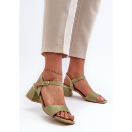 Sandalias de Mujer con Tacon en Ante Ecológico, Verde Leisha 3