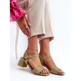 Sandalias de Mujer con Tacon en Ante Ecológico, Verde Leisha 7