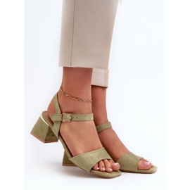 Sandalias de Mujer con Tacon en Ante Ecológico, Verde Leisha 2