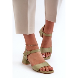 Sandalias de Mujer con Tacon en Ante Ecológico, Verde Leisha 4