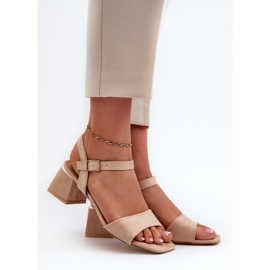 Sandalias de Mujer con Tacon en Ante Ecológico Beige Leisha 2