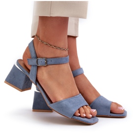 Sandalias de Mujer con Bloque de Ante Ecológico, Azul Leisha 8