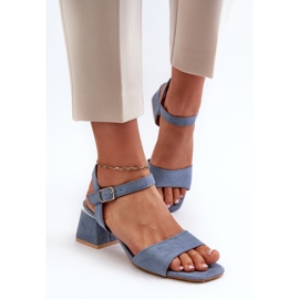 Sandalias de Mujer con Bloque de Ante Ecológico, Azul Leisha 4