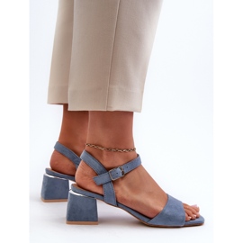 Sandalias de Mujer con Bloque de Ante Ecológico, Azul Leisha 5