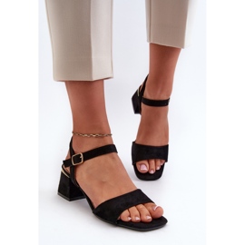 Sandalias de Mujer con Bloque de Ante Ecológico, Negro Leisha 4