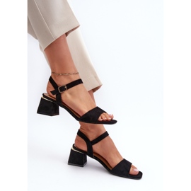 Sandalias de Mujer con Bloque de Ante Ecológico, Negro Leisha 7
