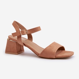 Sandalias de Mujer con Tacon en Ante Ecológico Camel Leisha beige 1