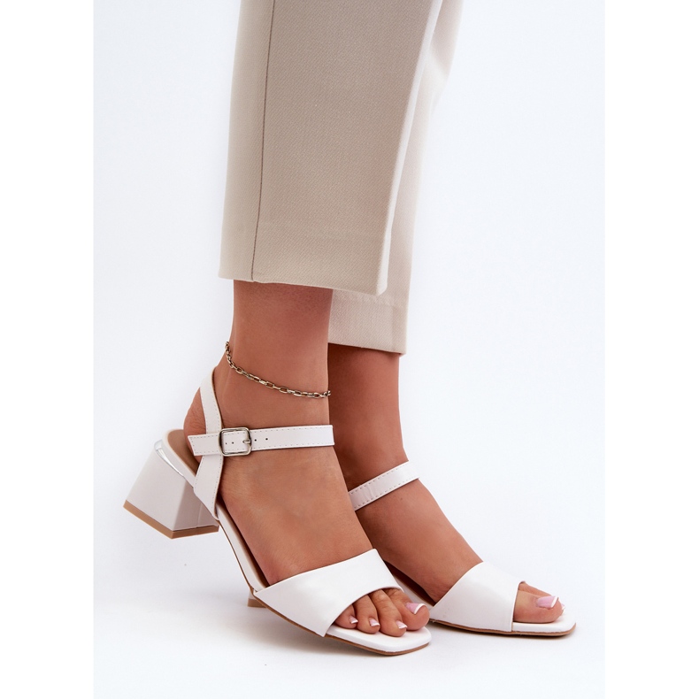 Sandalias de Mujer con Tacon en Piel Ecológica, Blanco Leisha 2