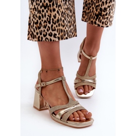 Sandalias De Tacón Alto Para Mujer Confeccionadas En Piel Ecológica, Dorada Lyana dorado 8