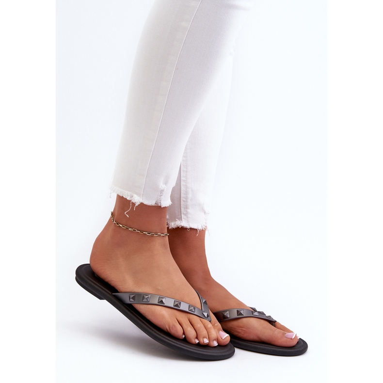 Chanclas Planas Flexibles Mujer ZAXY JJ285297 Gris-Negro 2