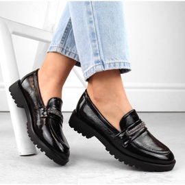 Mocasines de mujer en charol con circonitas, negro Filippo DP6240 4