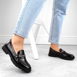 Mocasines de mujer en charol con circonitas, negro Filippo DP6240 5