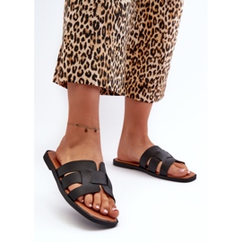 Chanclas Planas de Mujer Fabricadas en Piel Ecológica, Negro Risamay 3