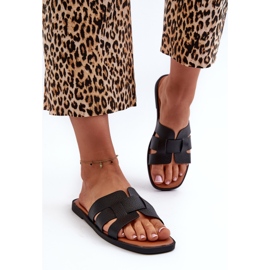 Chanclas Planas de Mujer Fabricadas en Piel Ecológica, Negro Risamay 4