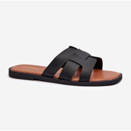 Chanclas Planas de Mujer Fabricadas en Piel Ecológica, Negro Risamay 1 Chanclas Planas de Mujer Fabricadas en Piel Ecológica, Negro Risamay 1