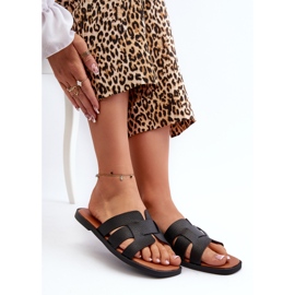 Chanclas Planas de Mujer Fabricadas en Piel Ecológica, Negro Risamay 7
