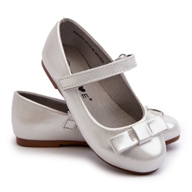 Bailarinas Infantiles Brillantes Lazo Velcro Fiorelle Plata 7