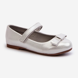 Bailarinas Infantiles Brillantes Lazo Velcro Fiorelle Plata 3
