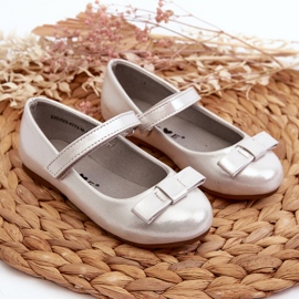 Bailarinas Infantiles Brillantes Lazo Velcro Fiorelle Plata 5