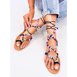Maios Sandalias romanas negras con abalorios negro 5