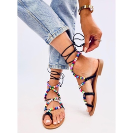 Maios Sandalias romanas negras con abalorios negro 4