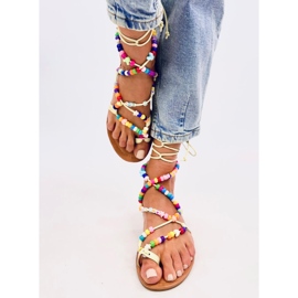 Sandalias romanas con cuentas Maios Verde 2