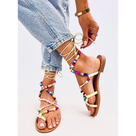 Sandalias romanas con cuentas Maios Verde 3