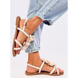 Amaur Sandalias beige con flores delicadas 4